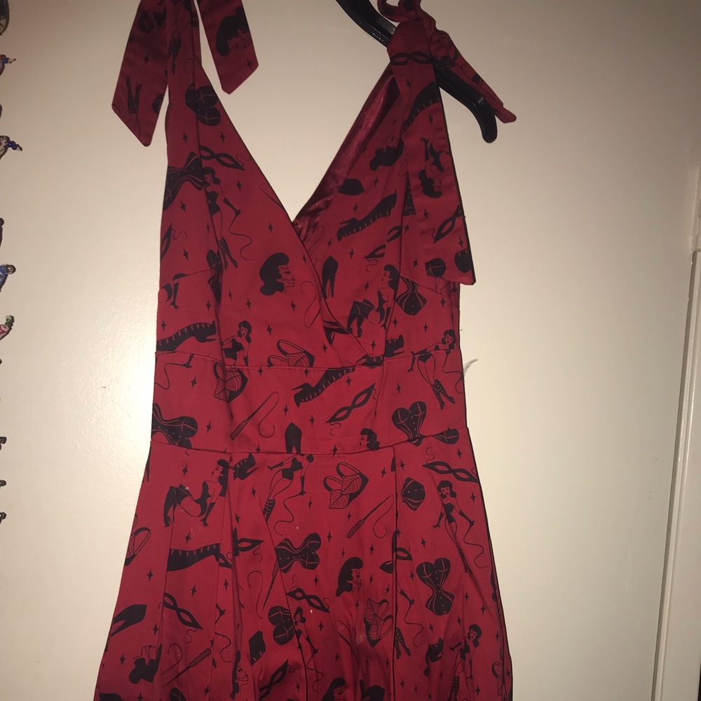 Deadly Dames Tie Me Up dress in fetish print